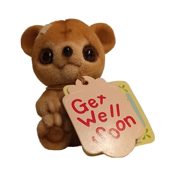Josef Originals Fuzzy Wuzzy 2” Bear Bandaid Get Well Soon Vtg Figurine Japan - Picture 2 of 11
